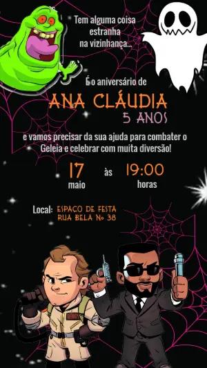 Convite de Aniversário Caça-Fantasmas Divertido para Editar