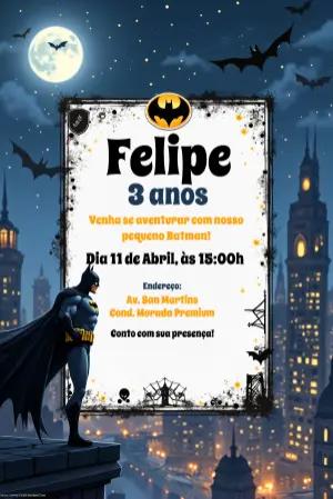 Convite de Aniversário Batman para Editar Online