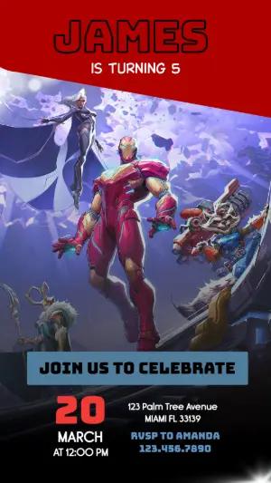 Action Superhero Birthday Party Invitation - Editable Template