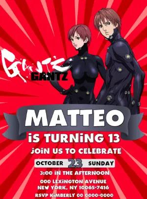 GANTZ Anime Birthday Party Invitation | Editable Template
