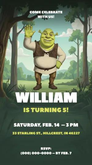 Editable Shrek Birthday Invitation for a Swamp Party