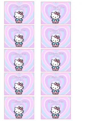 Etiqueta Escolar Hello Kitty em Tons Pastéis para Editar