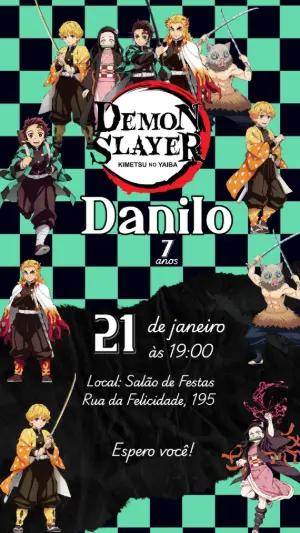 Convite de Aniversário Demon Slayer para Editar Online