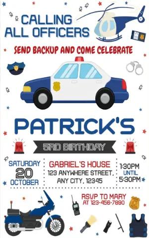 Police Theme Birthday Invitation | Editable Digital Template