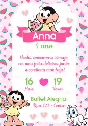 Convite de Aniversário Magali Melancia para Editar