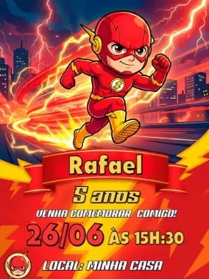 Convite de Aniversário Flash Super-Herói Editável