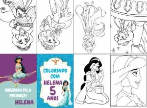 Lembrancinha Livro de Colorir Jasmine para Editar Online