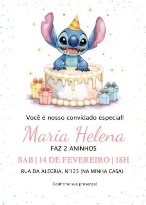 Convite Digital Aniversário Infantil Stitch Modelo Editável