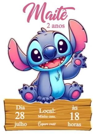 Convite de Aniversário Stitch Editável para Enviar Online