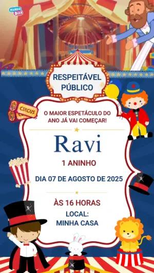 Convite Animado Aniversário Circo Mundo Bita para Editar