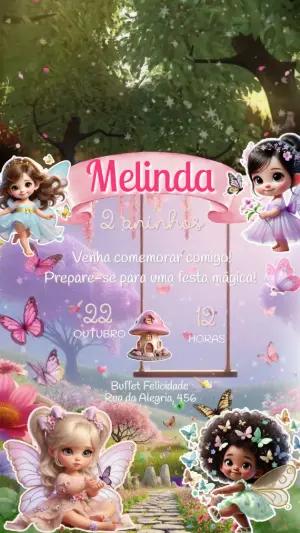 Convite Animado Jardim das Fadas para Aniversário Infantil