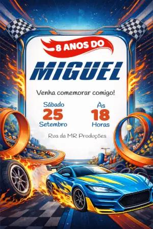 Convite de Aniversário HotWheels Editável