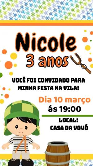 Convite de Aniversário Chaves Infantil para Editar Online