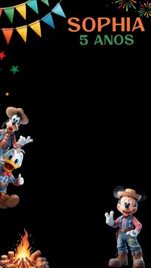 Moldura para Stories Festa Junina Mickey e Turma Editável