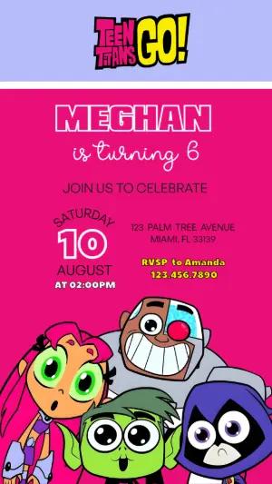 Editable Teen Titans Go! Birthday Party Invitation Template