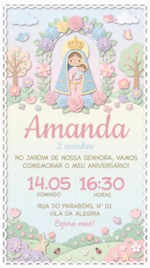 Convite de Aniversário Jardim de Nossa Senhora Editável