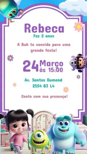 Convite de Aniversário Monstros SA para Editar Online