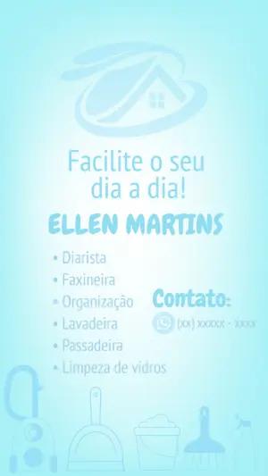 Cartão de Visita Faxineira e Diarista para Editar Online