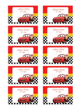 Etiqueta Tema Carros Vermelha para Editar e Imprimir
