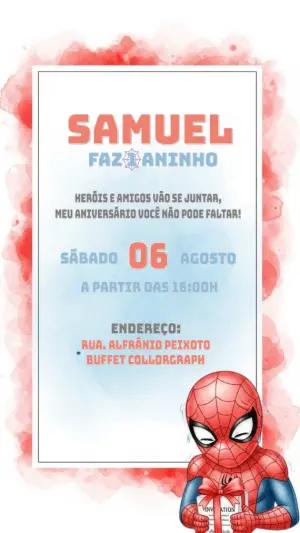 Convite de Aniversário Homem Aranha para Editar Online
