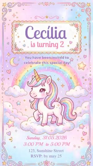 Magical Unicorn Birthday Invitation | Editable Template
