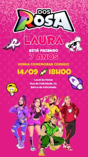 Convite de Aniversário Dos Rosa para Editar Online