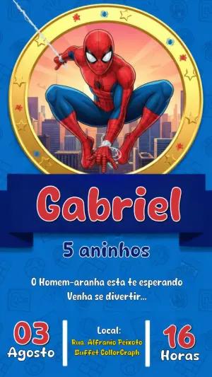 Convite Editável Aniversário Infantil Tema Homem-Aranha