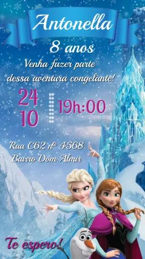 Convite de Aniversário Frozen: Modelo Digital Editável