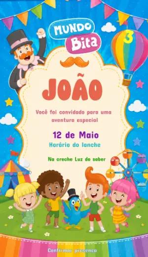 Convite de Aniversário Mundo Bita para Editar Online