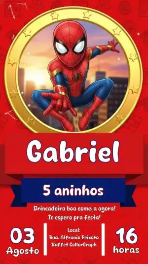 Convite de Aniversário Homem-Aranha Infantil para Editar
