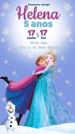 Convite de Aniversário Frozen com Elsa e Anna para Editar