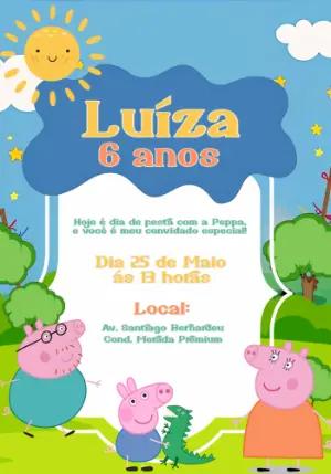 Convite de Aniversário Peppa Pig para Editar Online