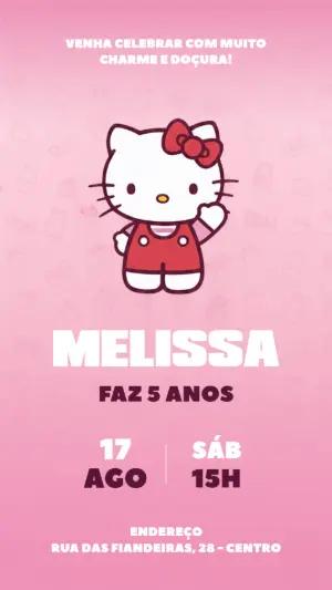 Convite de Aniversário Hello Kitty para Editar Online