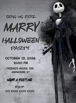 Spooky Jack Skellington Halloween Party Invitation to Edit