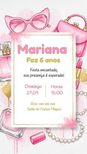 Convite Aniversário Maquiagem e Moda para Editar Online