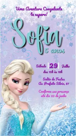 Convite Aniversário Frozen com Elsa para Editar Online