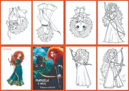 Livrinho de Colorir Valente: Arte Editável para Aniversário