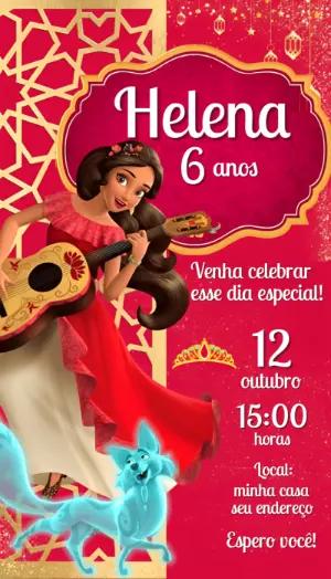 Convite de Aniversário Elena de Avalor para Editar Online