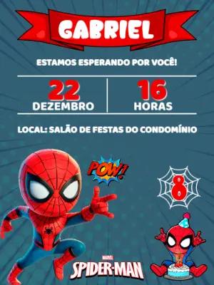 Convite Aniversário Homem Aranha para Editar Online