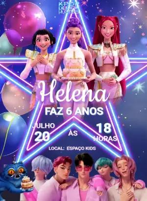 Convite de Aniversário Guerreiras do K-Pop para Editar