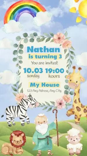 Noah's Ark Birthday Invitation Editable Template