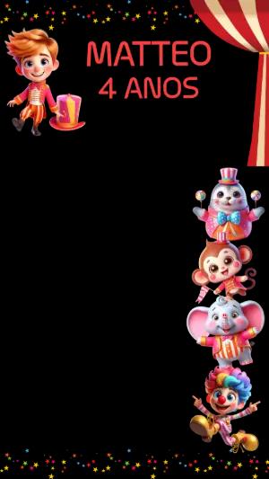 Moldura para Stories Circo Infantil Colorido para Editar