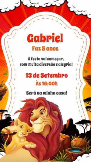 Convite de Aniversário Rei Leão Editável para Festa Infantil