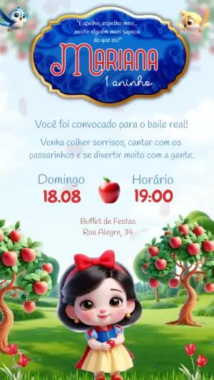 Vídeo Convite de Aniversário Branca de Neve para Editar