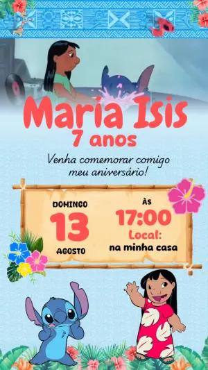 Convite Animado Aniversário Lilo e Stitch para Editar Online