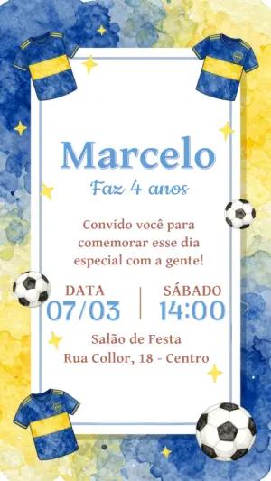 Convite Digital Aniversário Infantil Tema Futebol para Editar