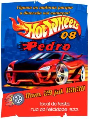 Convite de Aniversário Hot Wheels com Carros para Editar Online