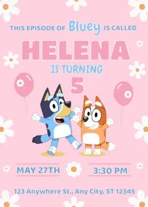 Cute Bluey & Bingo Birthday Invitation - Editable Digital Template