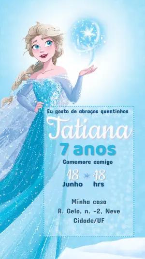 Convite de Aniversário Frozen: Princesa do Gelo Editável