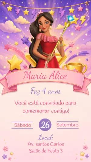 Convite de Aniversário Elena de Avalor | Modelo Digital Editável